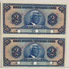 HAITI 1919 . TWO 2 DEUX GOURDE BANKNOTES . SPECIMEN